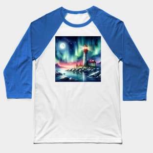 Colorful Lighthouse Night Baseball T-Shirt